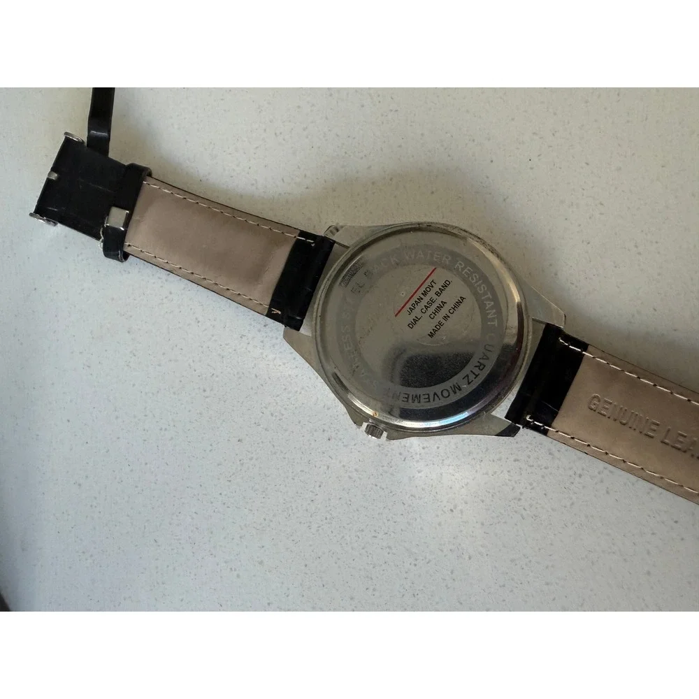 Barack Obama 44th President Commemorative Watch Rhinestone Bezel Black Leather